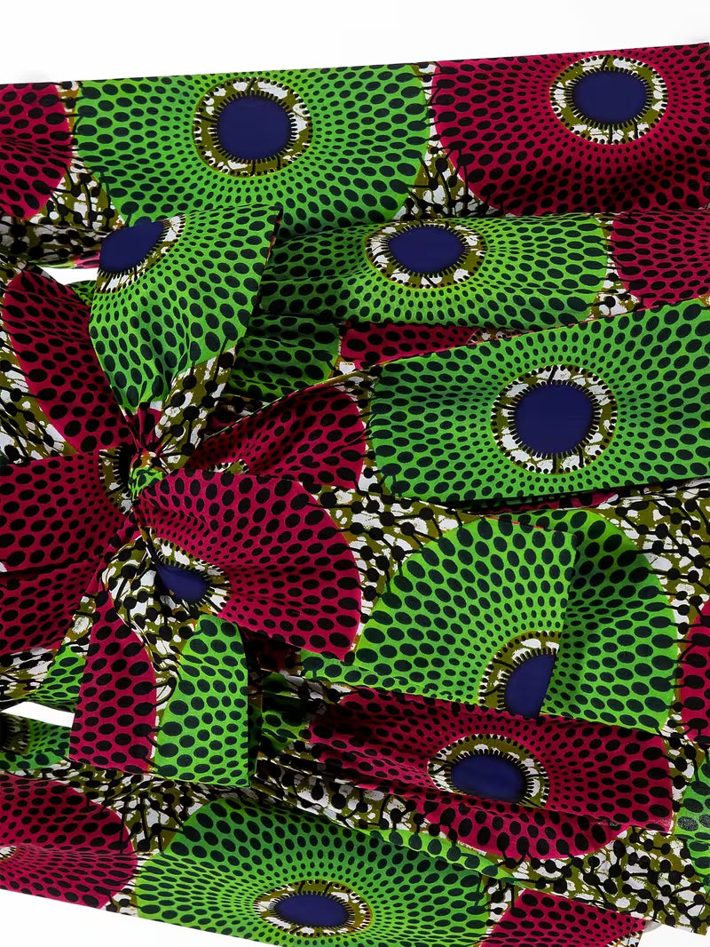 Veste Femme Col V Wax Africain – Motif Géométrique Violet & Vert | L'île de Gorée