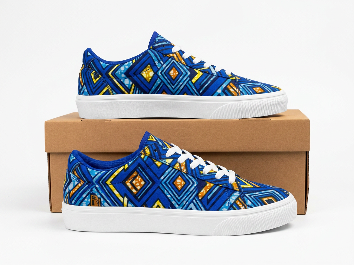 Sneakers Wax Bleu Royal & Or – Gorée