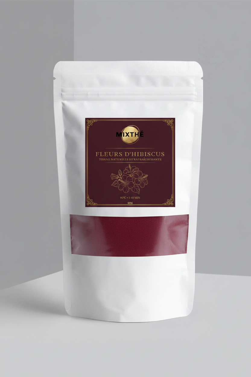 Tisane Fleurs d’Hibiscus Pure | 100% Hibiscus Séché Fruité – 90G | MixThé
