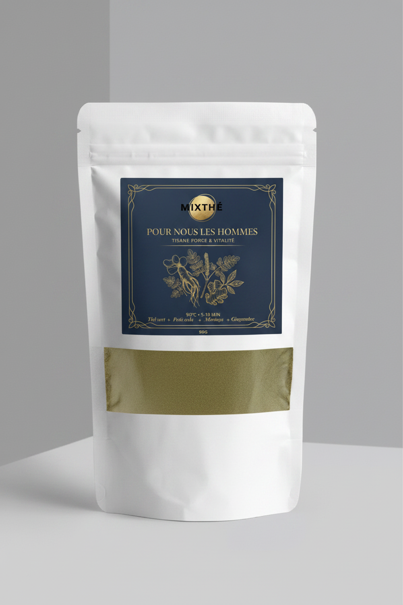 Tisane Puissance Masculine | Gingembre, Petit Cola, Thé Vert & Moringa – 90G | MixThé