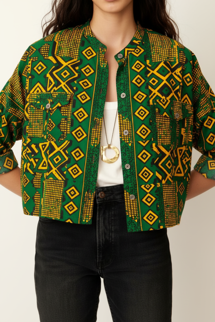 Veste wax vert or