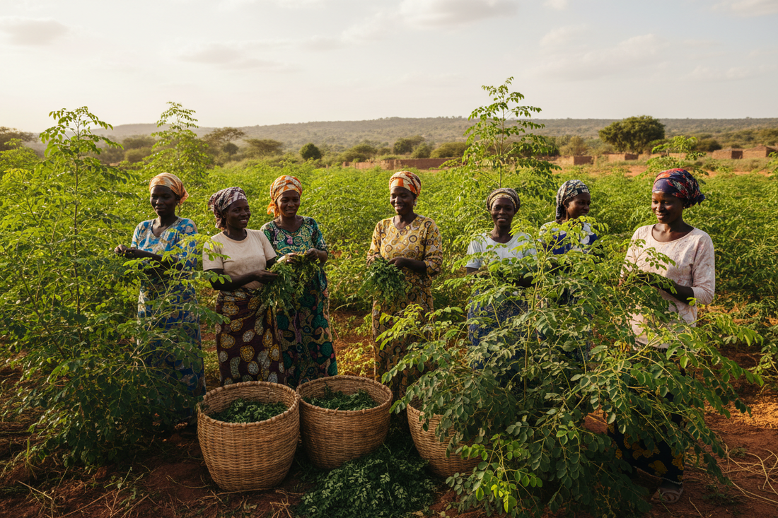 Femmes africaines récoltant le moringa