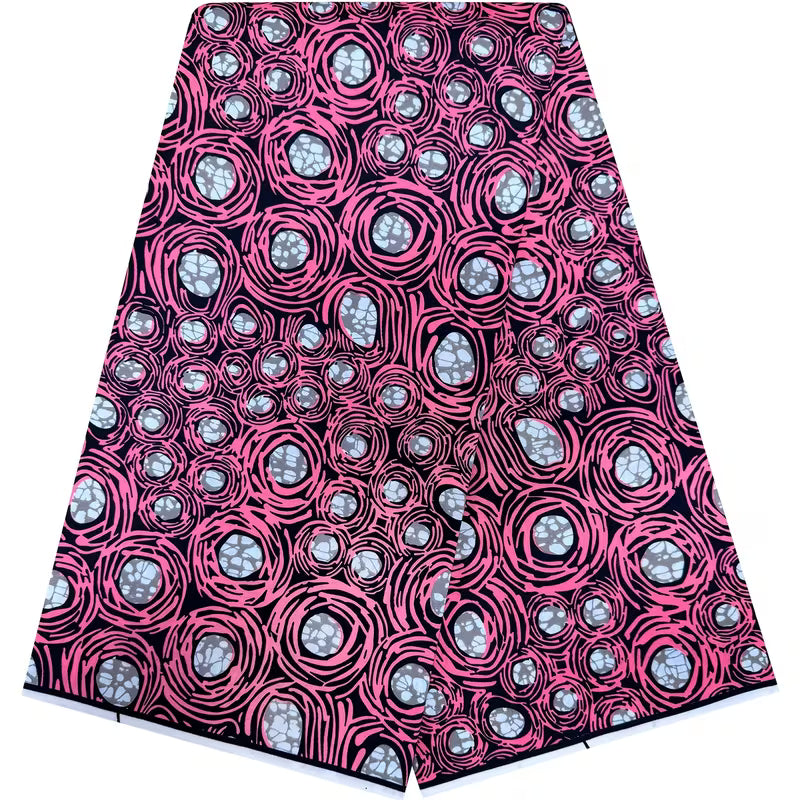 Tissu Imprimé Africain Ankara Kente – Motif Géométrique rose | 5,49 Mètres