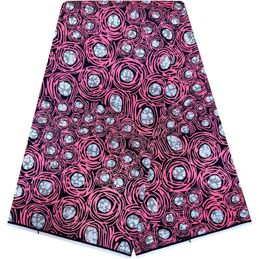 Tissu Imprimé Africain Ankara Kente – Motif Géométrique rose | 5,49 Mètres
