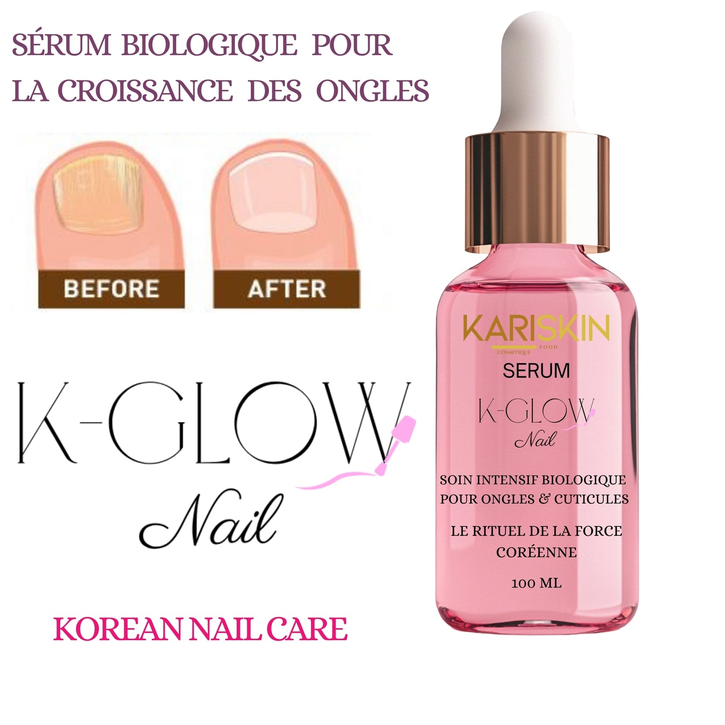 Sérum Ongles Cassants au Karité | Kératine, Ricin & Huile de Rose | 30ML | Kariskin