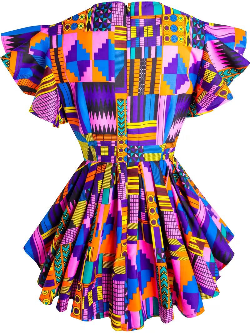 Blouse Femme Imprimé Africain Ankara | Motif Géométrique Multicolore Wax – L'île de Gorée