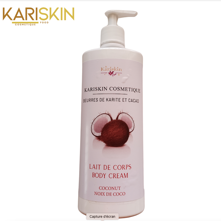 Lait de Corps au Karité Coco 500ML | Beurre de Cacao, Baobab & Coco | Hydratation Intense | Kariskin