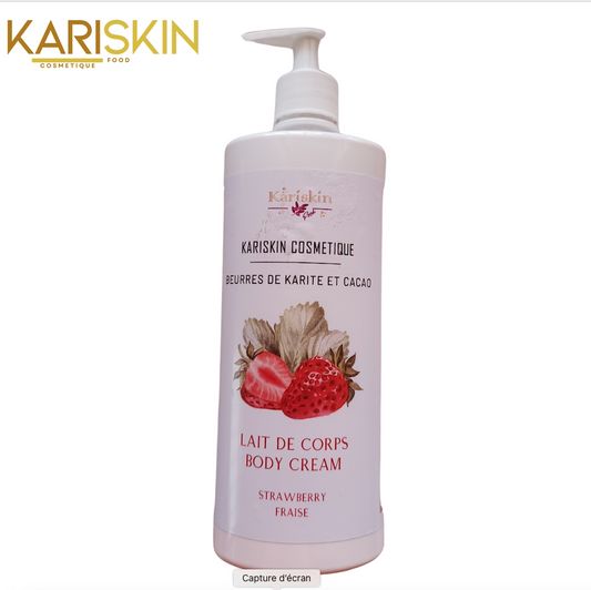 Lait de corps au beurre de karité parfum fraise 500 ML