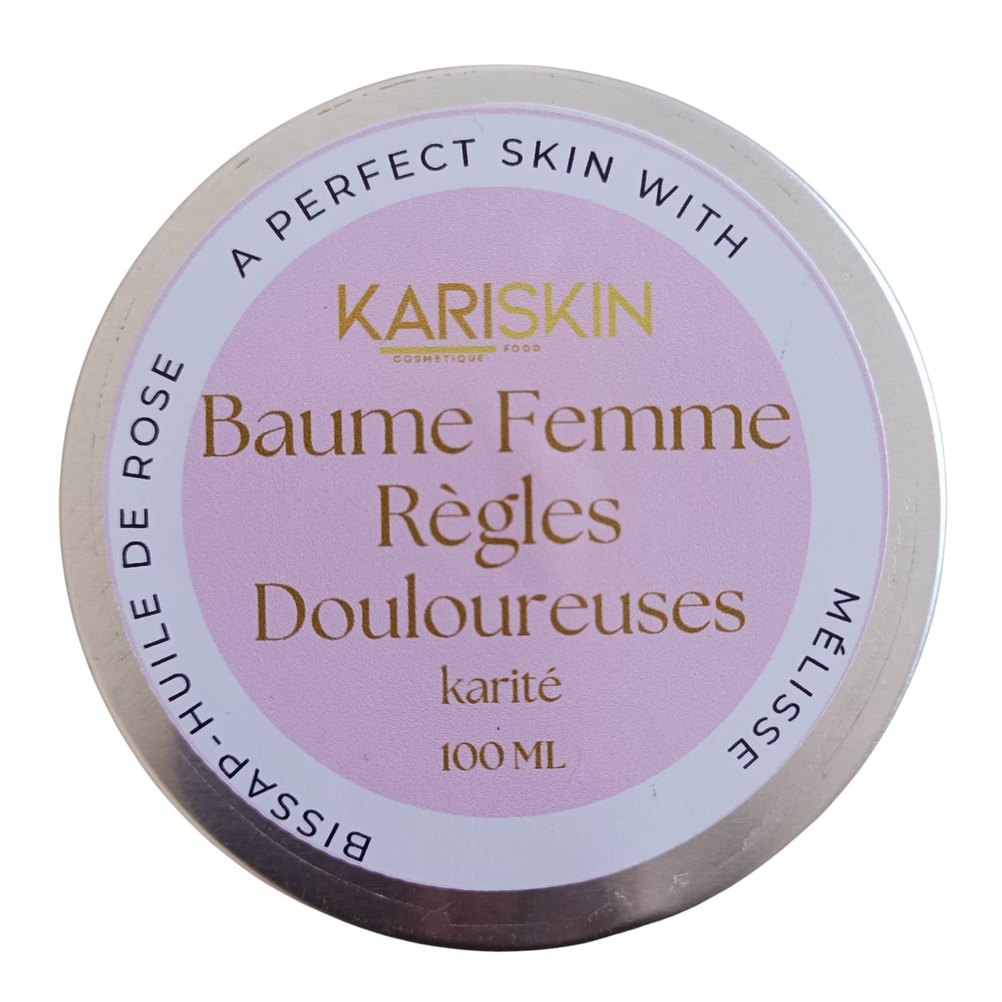 Baume Femme Karité Règles Douloureuses | Hibiscus, Rose & Mélisse | 100G | Kariskin