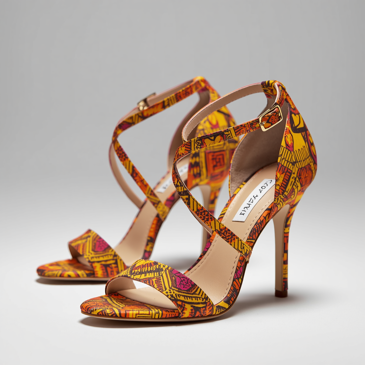 Sandales Talon Wax Jaune-Orange – Gorée