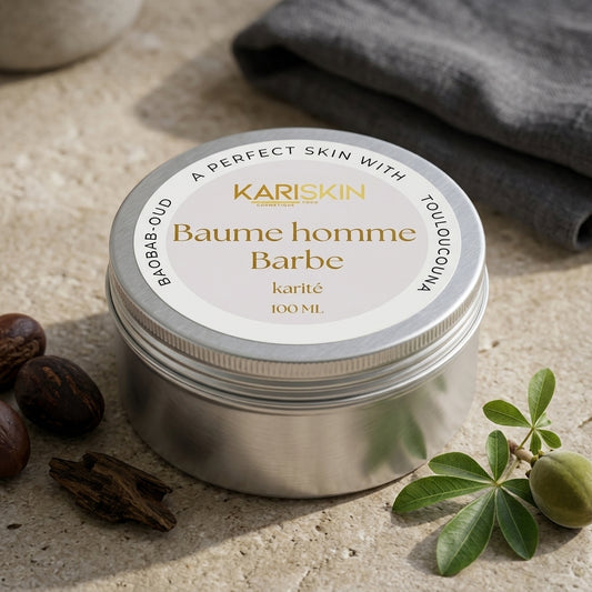 Baume Homme Karité Barbe | Huile de Baobab, Oud & Touloucouna | 100G | Kariskin