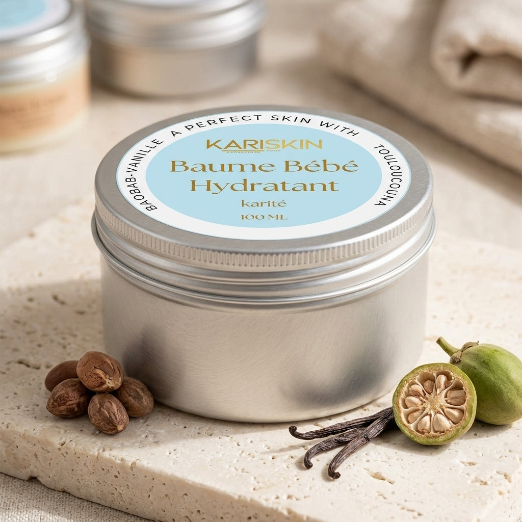 Baume Bébé au Karité | Huile de Baobab, Touloucouna & Vanille | Soin Fessiers | 100G | Kariskin