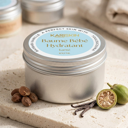 Baume Bébé au Karité | Huile de Baobab, Touloucouna & Vanille | Soin Fessiers | 100G | Kariskin