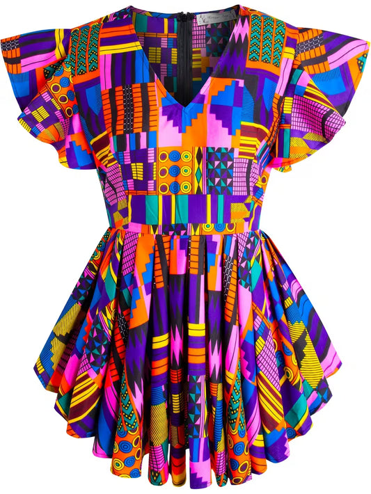 Blouse Femme Imprimé Africain Ankara | Motif Géométrique Multicolore Wax – L'île de Gorée