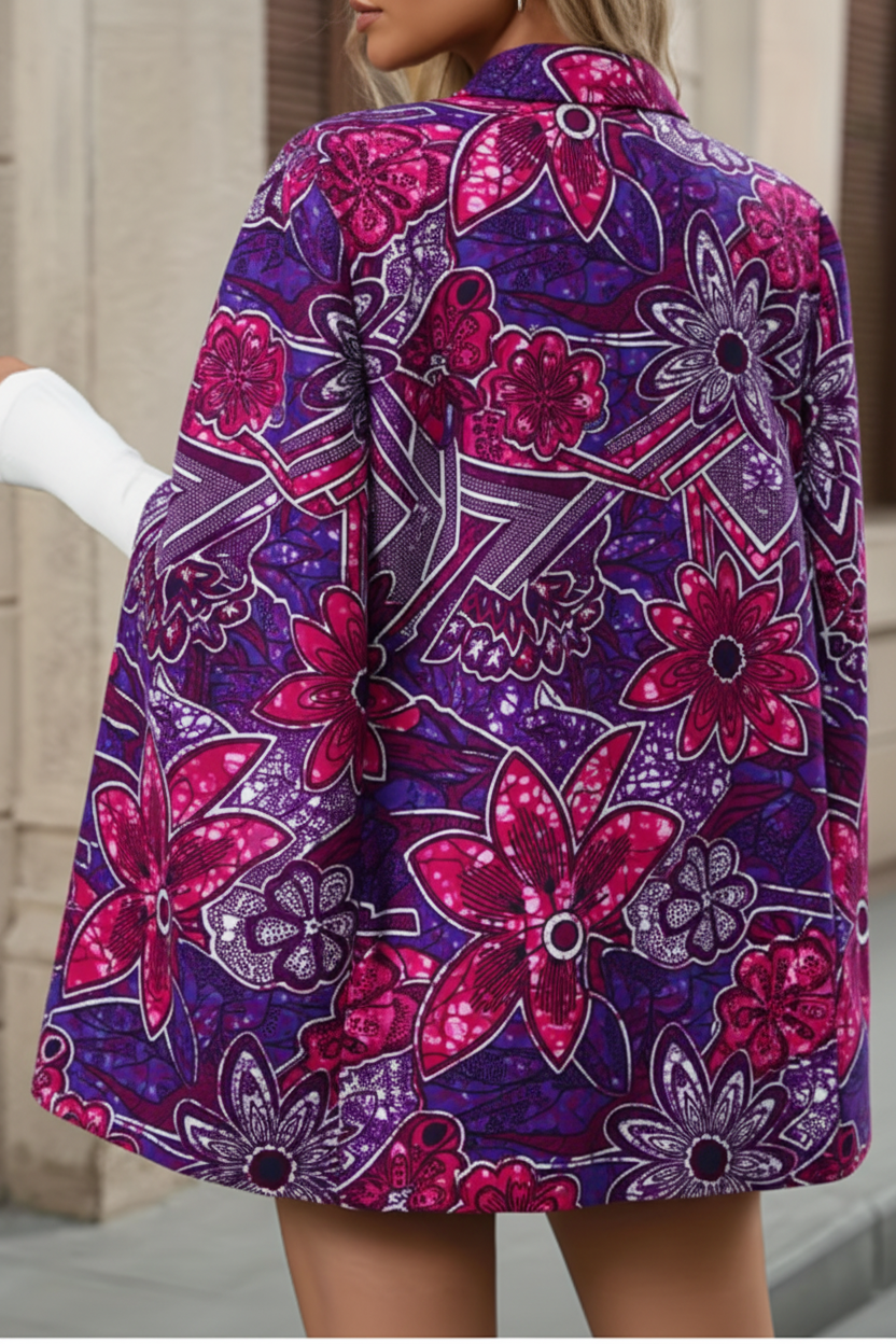 Cape-manteau wax violet rose - dos