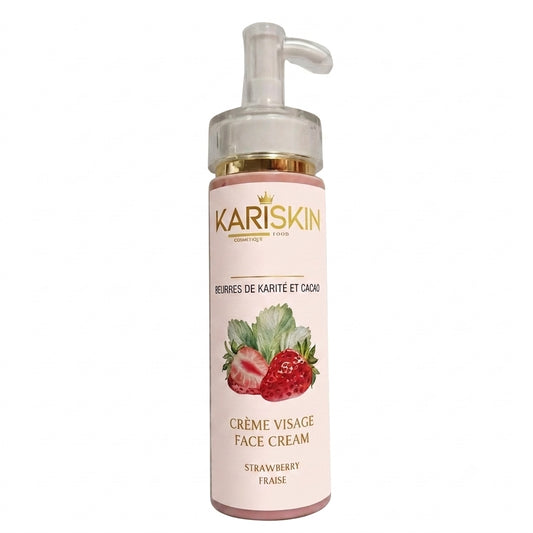Crème Visage Fraise 200 ML | Beurres de Karité & Cacao | Face Cream Strawberry | Kariskin