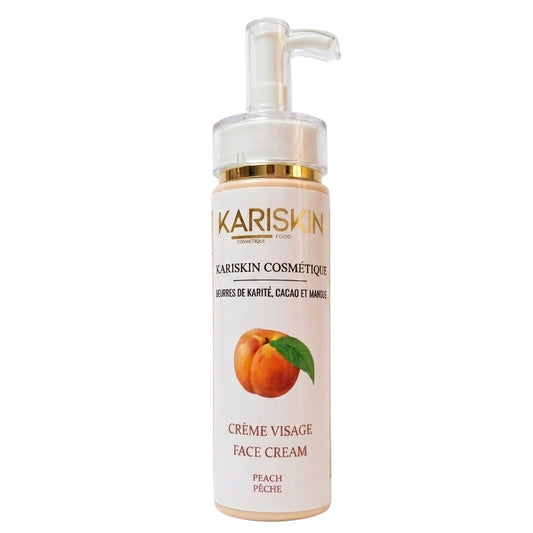 Crème Visage Pêche 200 ML | Beurres de Karité, Cacao & Mangue | Face Cream Peach | Kariskin