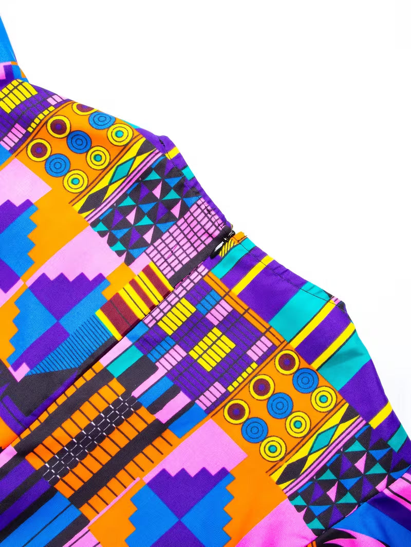 Blouse Femme Imprimé Africain Ankara | Motif Géométrique Multicolore Wax – L'île de Gorée