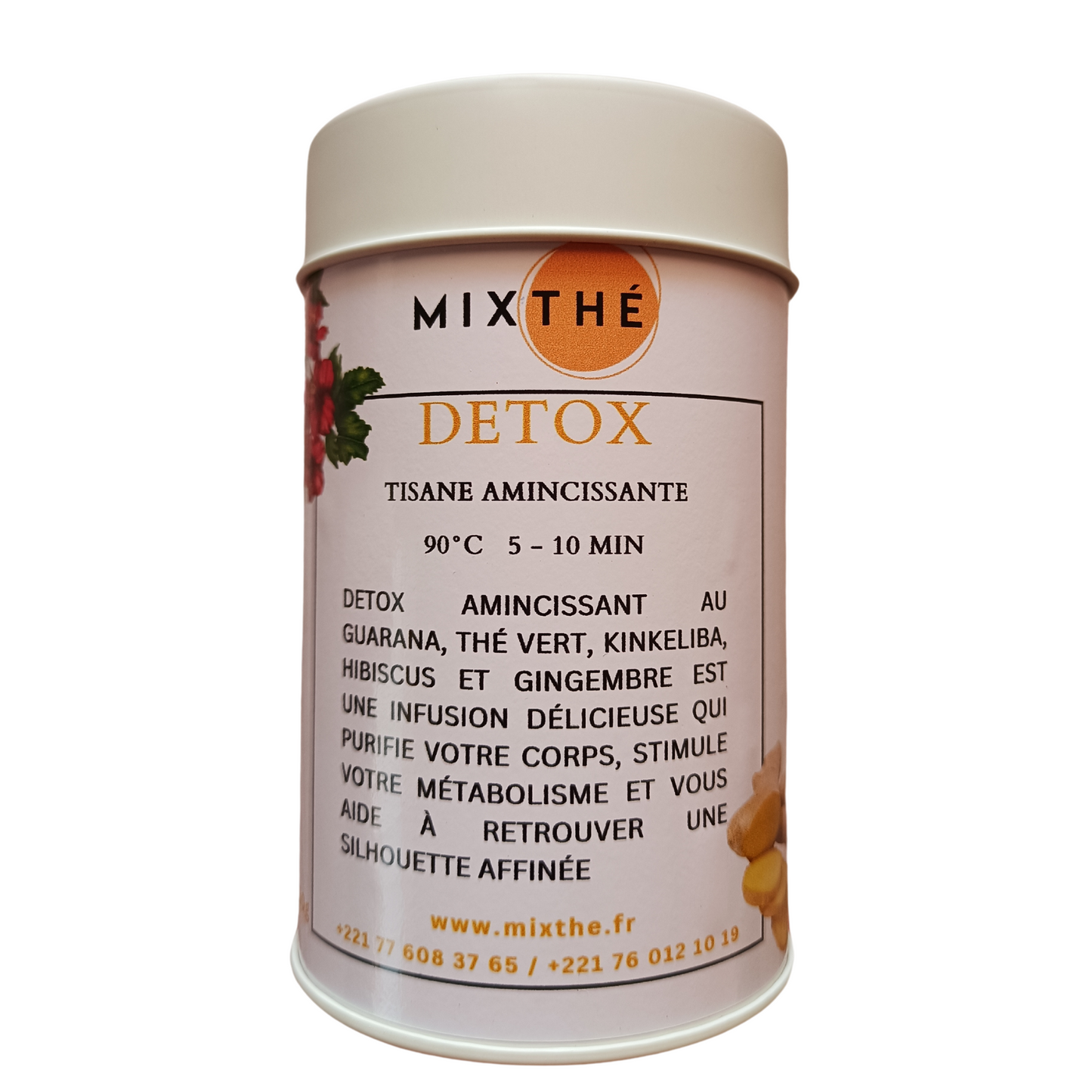 Tisane Détox Minceur Bio | Guarana, Thé Vert, Kinkeliba, Hibiscus & Gingembre – 90G | MixThé
