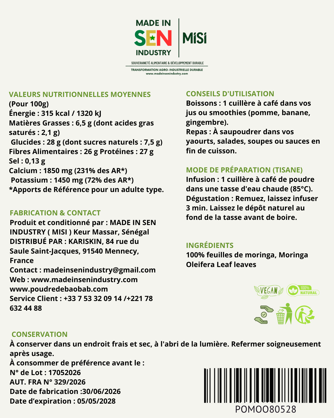 Feuilles De Moringa 100g