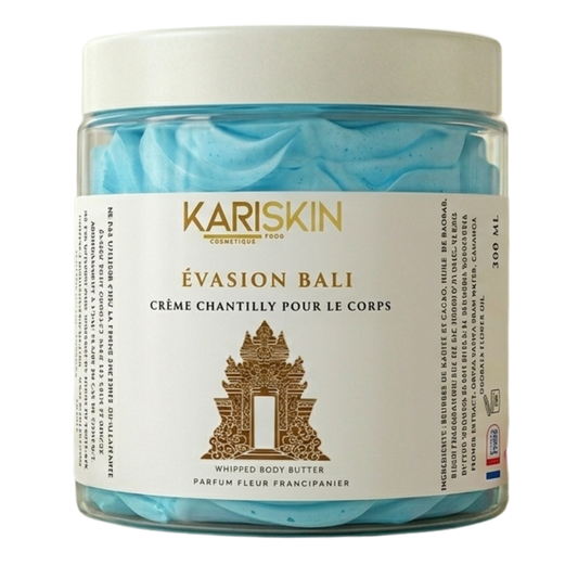 Chantilly de Karité Évasion Bali | Crème Corps Whipped Body Butter | Parfum Frangipane – 300ML | Kariskin