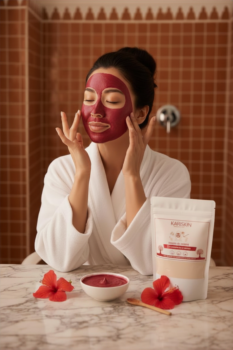 Poudre de Fleurs d’Hibiscus | Éclat & Jeunesse de la Peau | Cheveux & Visage – 250G | Kariskin