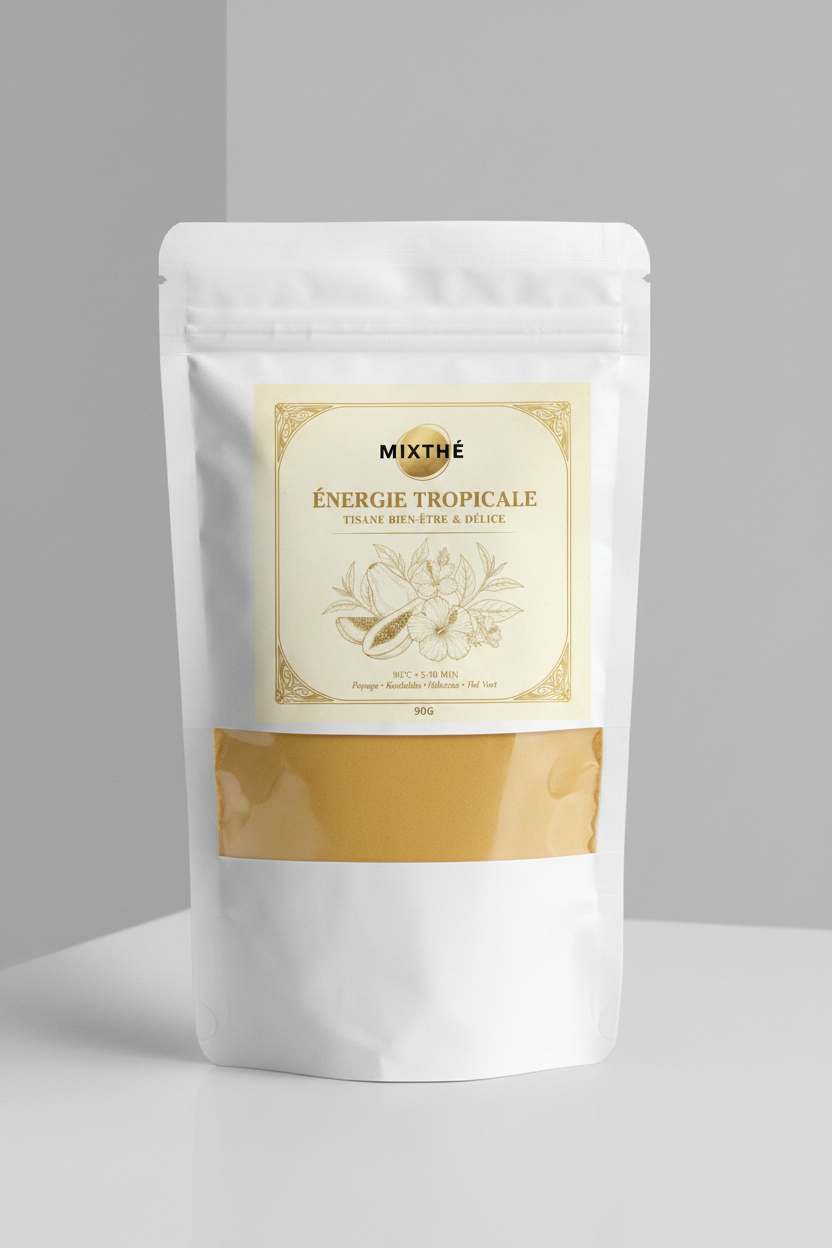 Tisane Énergie Tropicale | Kinkeliba, Moringa, Hibiscus & Mangue – 90G | MixThé