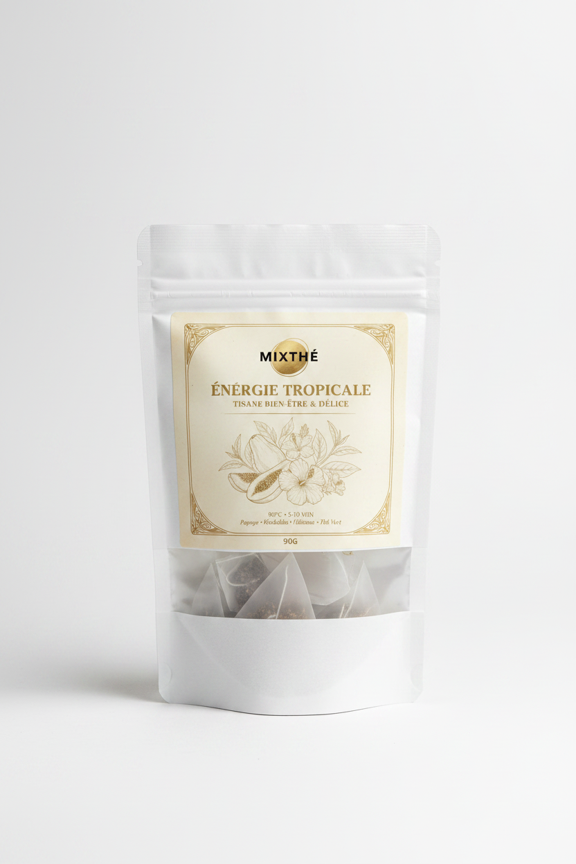 Tisane Énergie Tropicale | Kinkeliba, Moringa, Hibiscus & Mangue – 90G | MixThé
