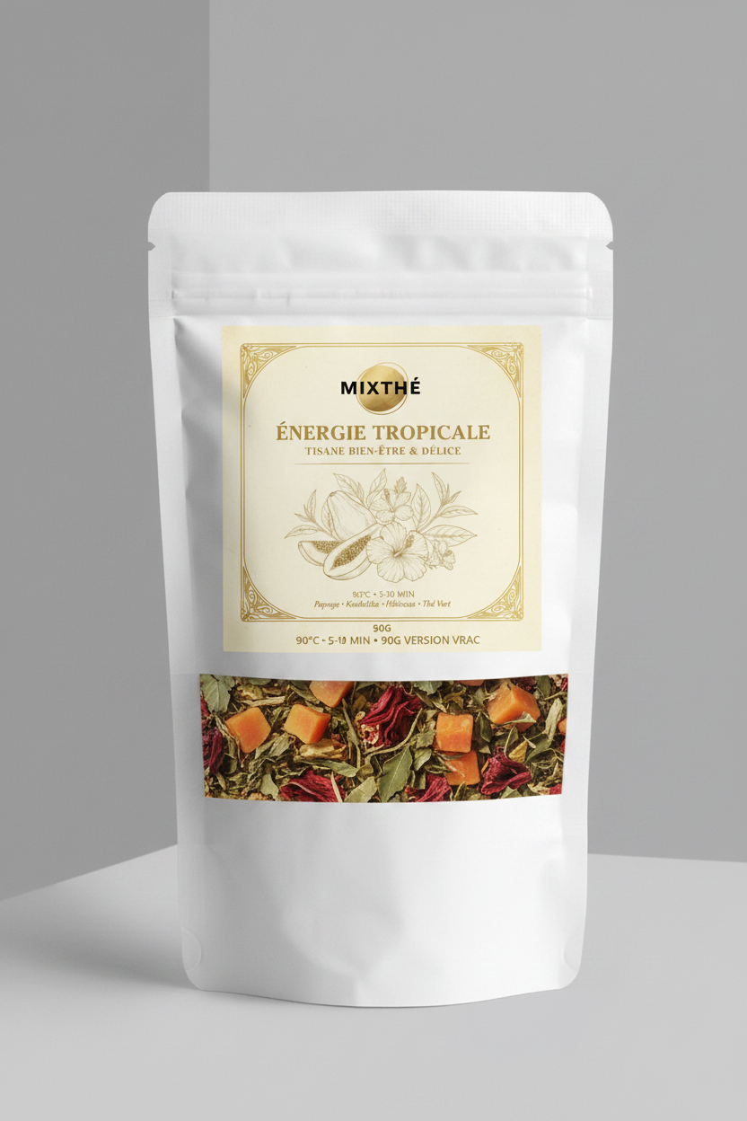 Tisane Énergie Tropicale | Kinkeliba, Moringa, Hibiscus & Mangue – 90G | MixThé