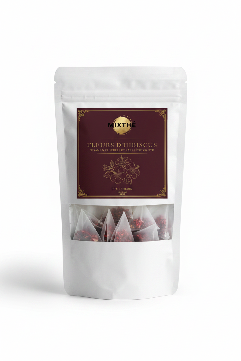 Tisane Fleurs d’Hibiscus Pure | 100% Hibiscus Séché Fruité – 90G | MixThé