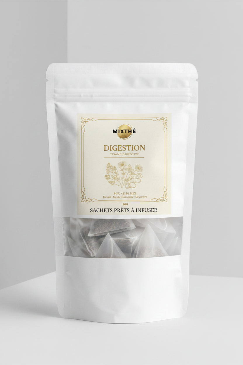 Tisane Digestion Naturelle | Fenouil, Menthe, Camomille & Gingembre – 90G | MixThé