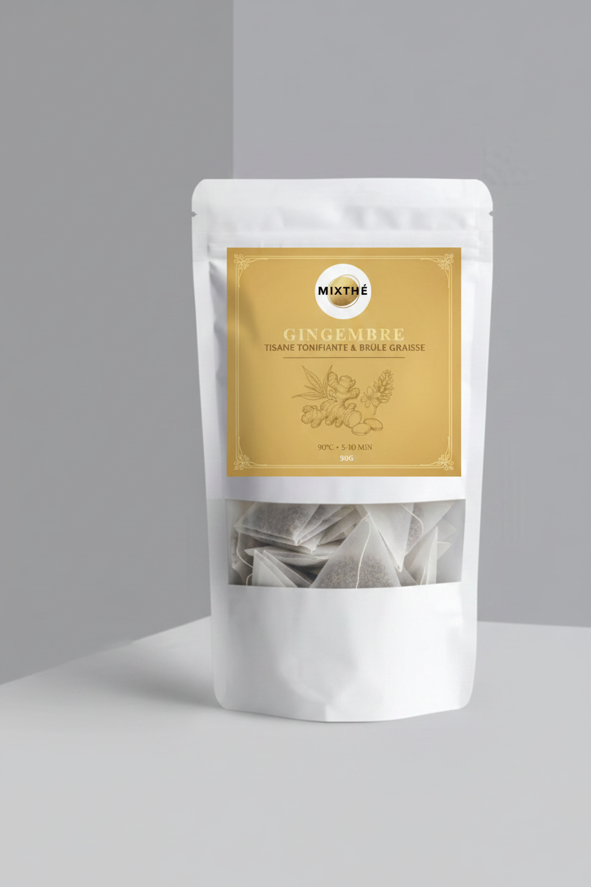 Tisane Gingembre Pure | 100% Gingembre Séché Tonifiant – 90G | MixThé