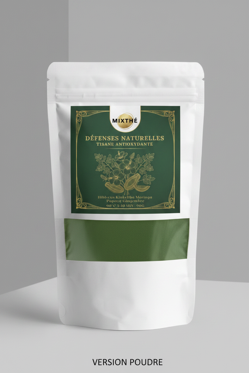 Tisane Défenses Naturelles | Hibiscus, Kinkeliba, Moringa, Papaye & Gingembre – 90G | MixThé
