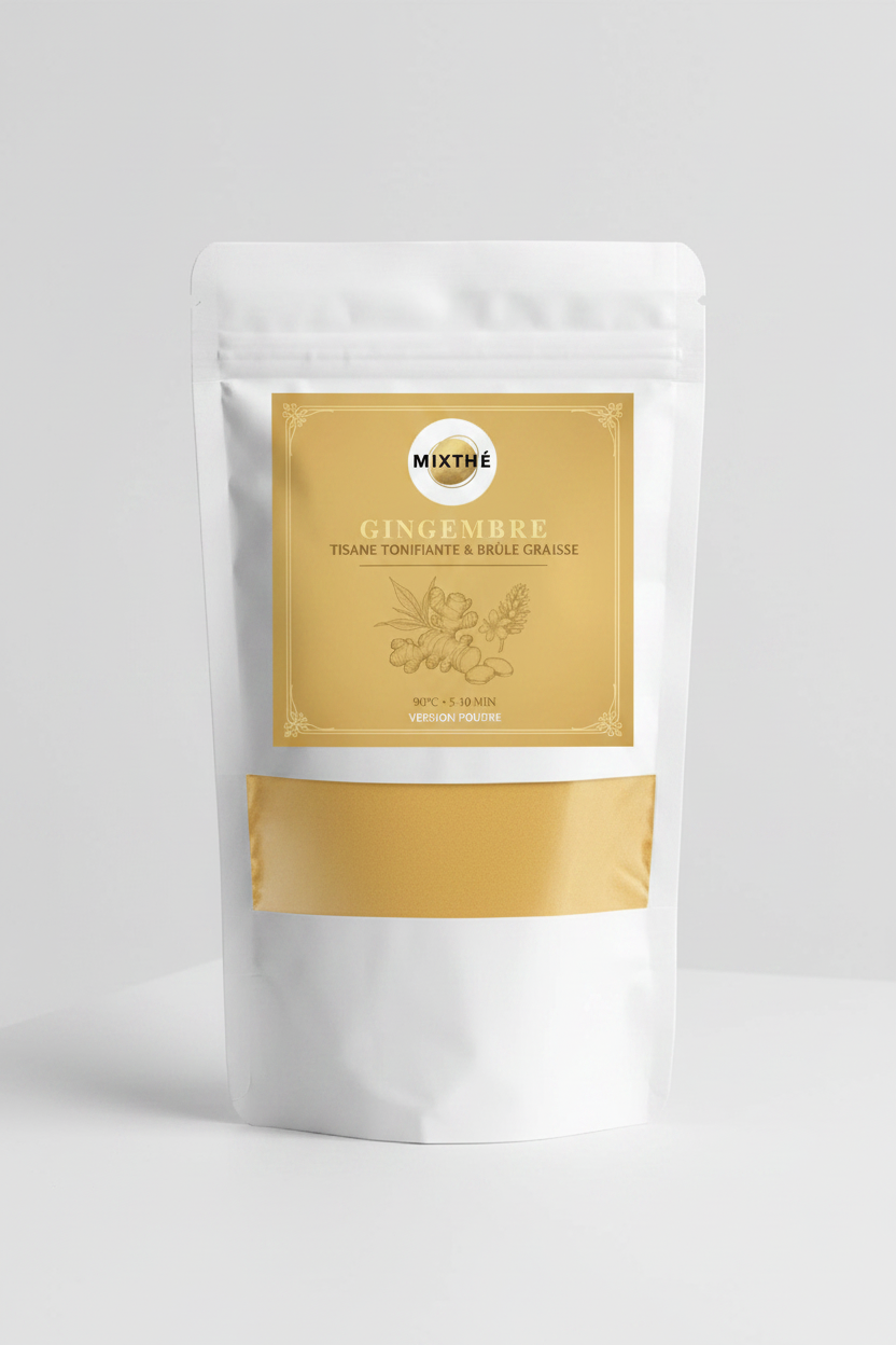 Tisane Gingembre Pure | 100% Gingembre Séché Tonifiant – 90G | MixThé