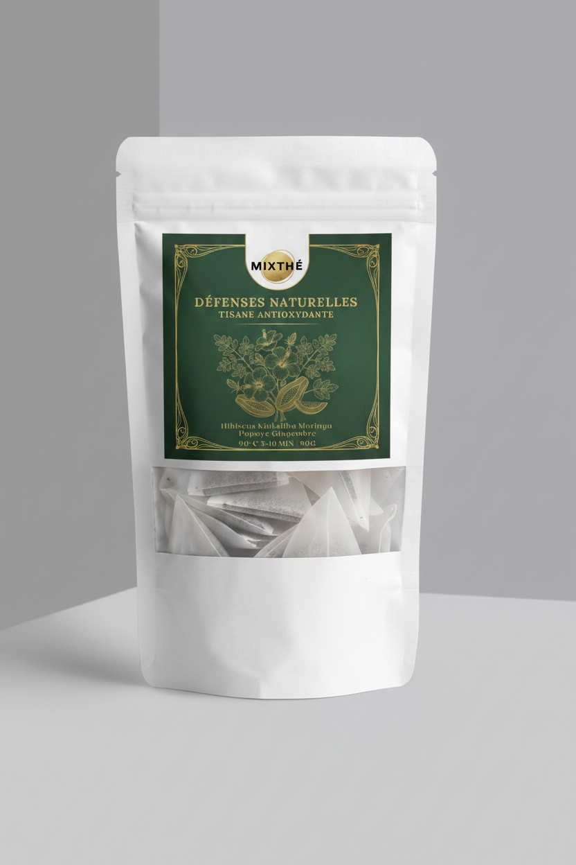 Tisane Défenses Naturelles | Hibiscus, Kinkeliba, Moringa, Papaye & Gingembre – 90G | MixThé