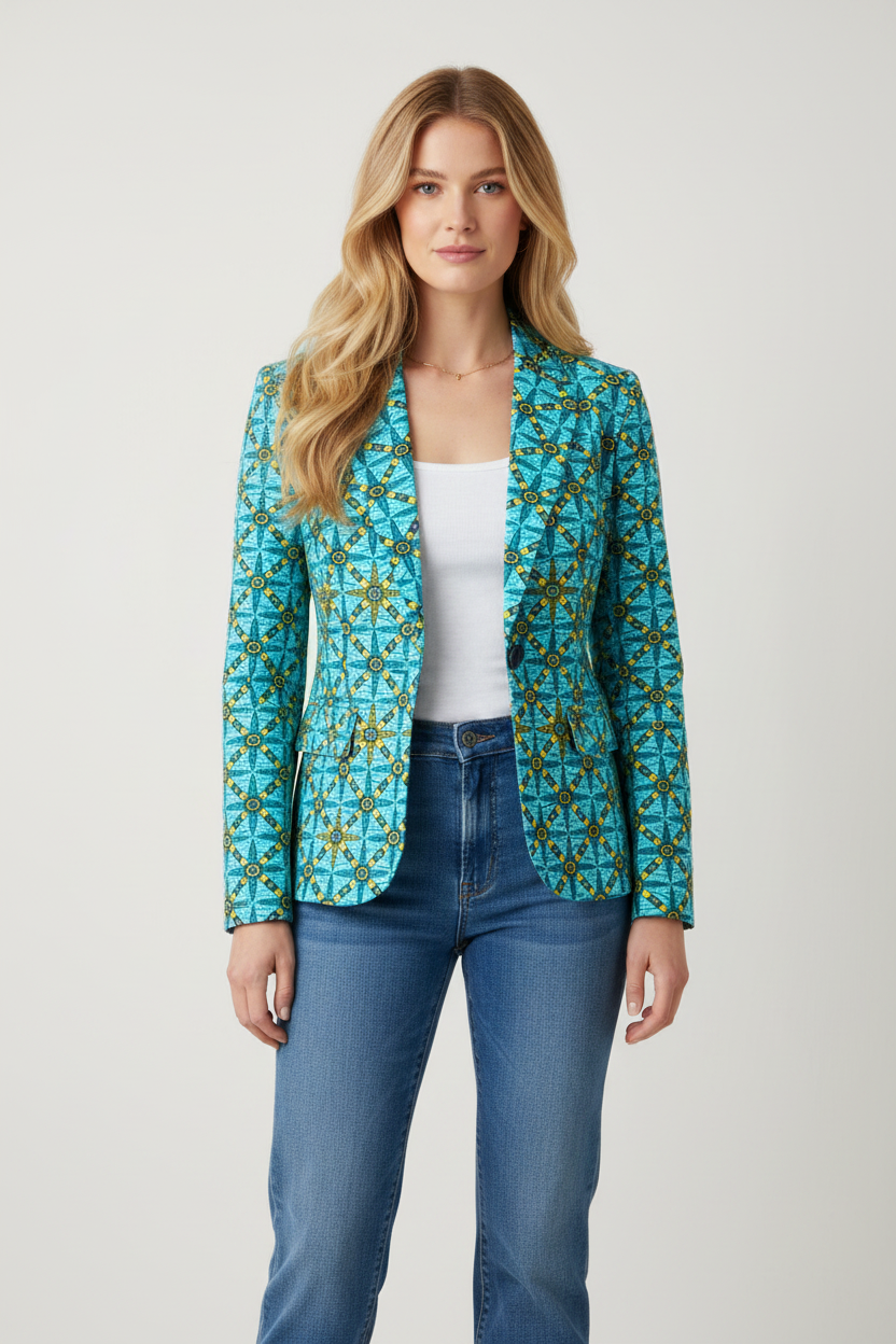 Blazer wax turquoise or - vue de face