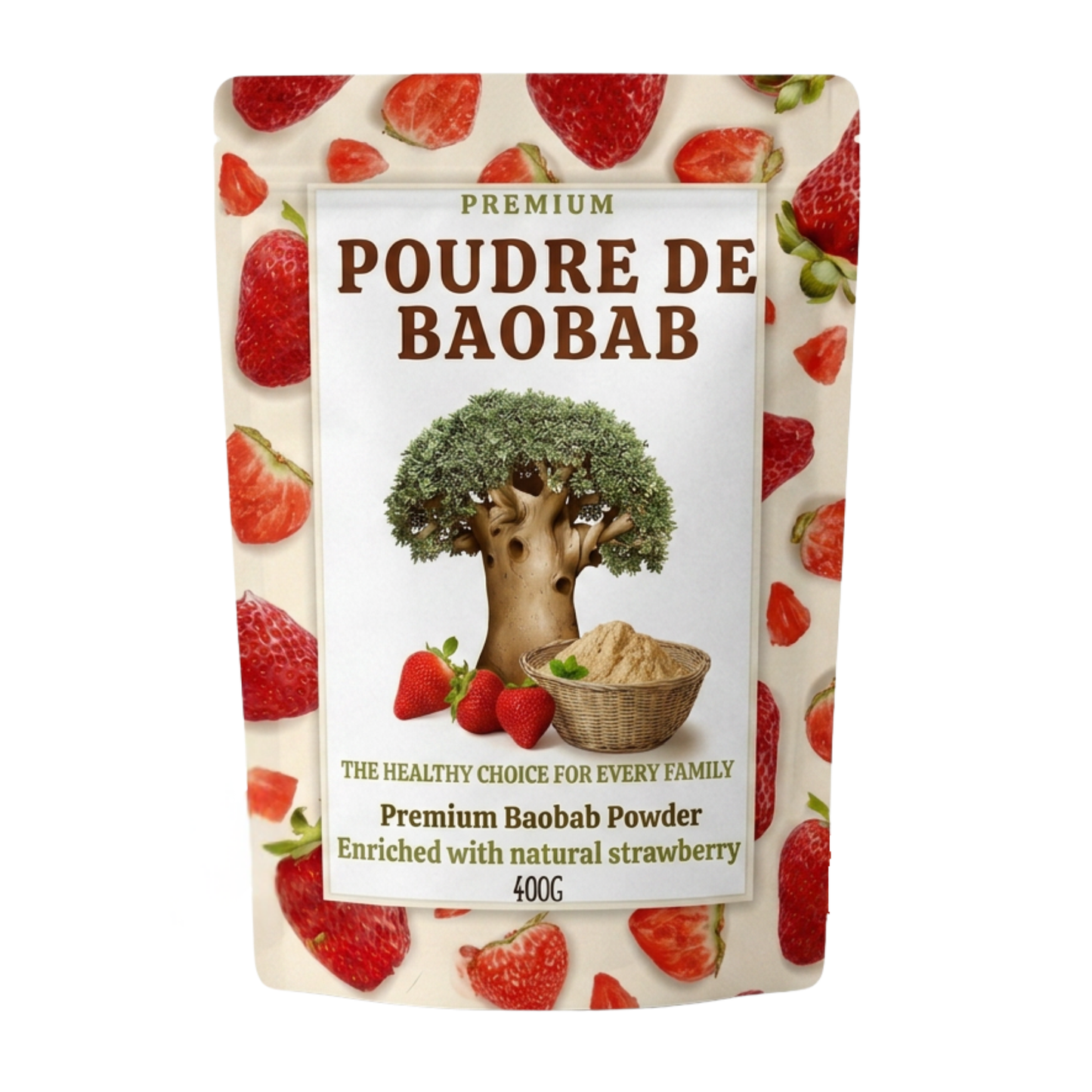 Poudre De Baobab Fraise Bio 400 G