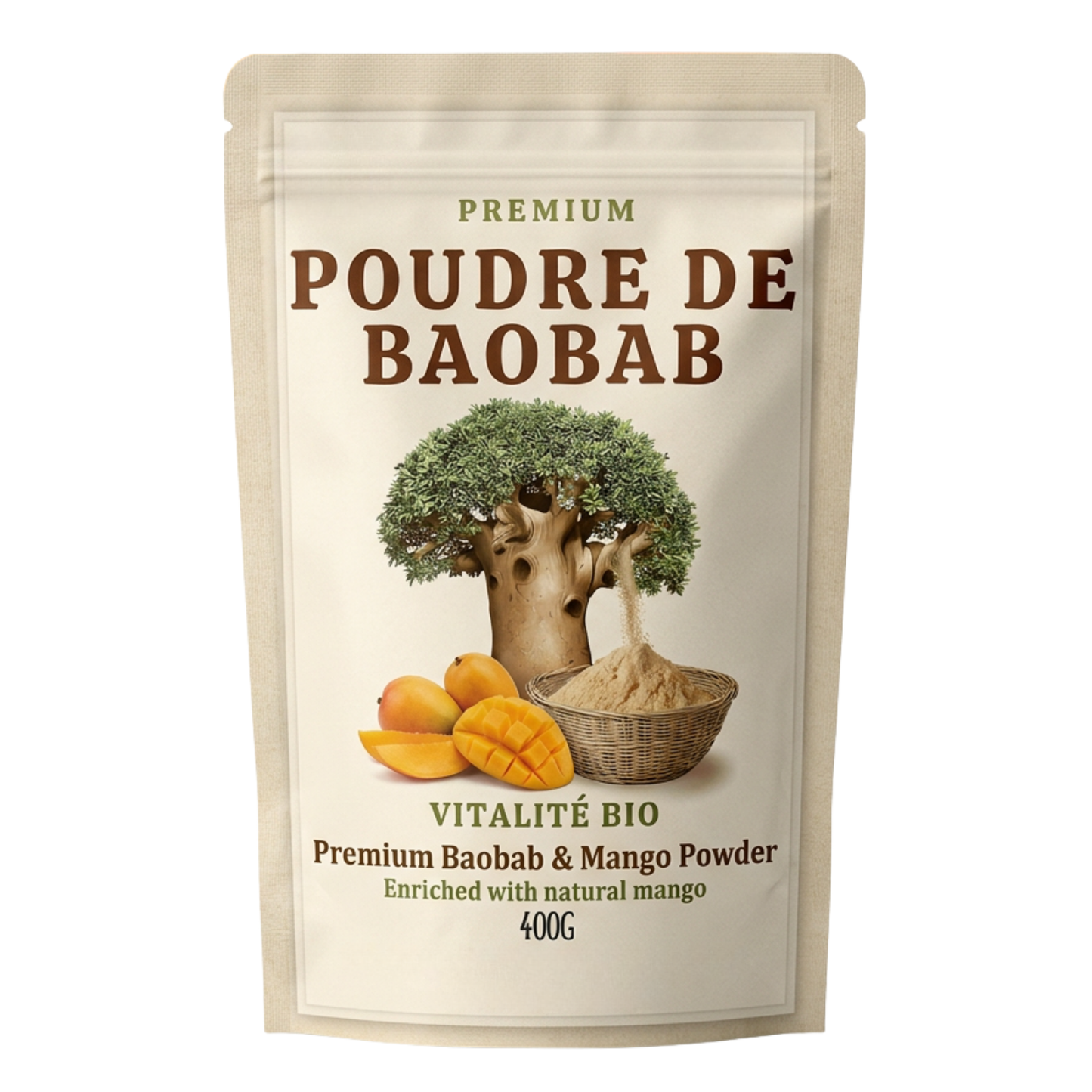 Poudre De Baobab Mangue Bio 400 G