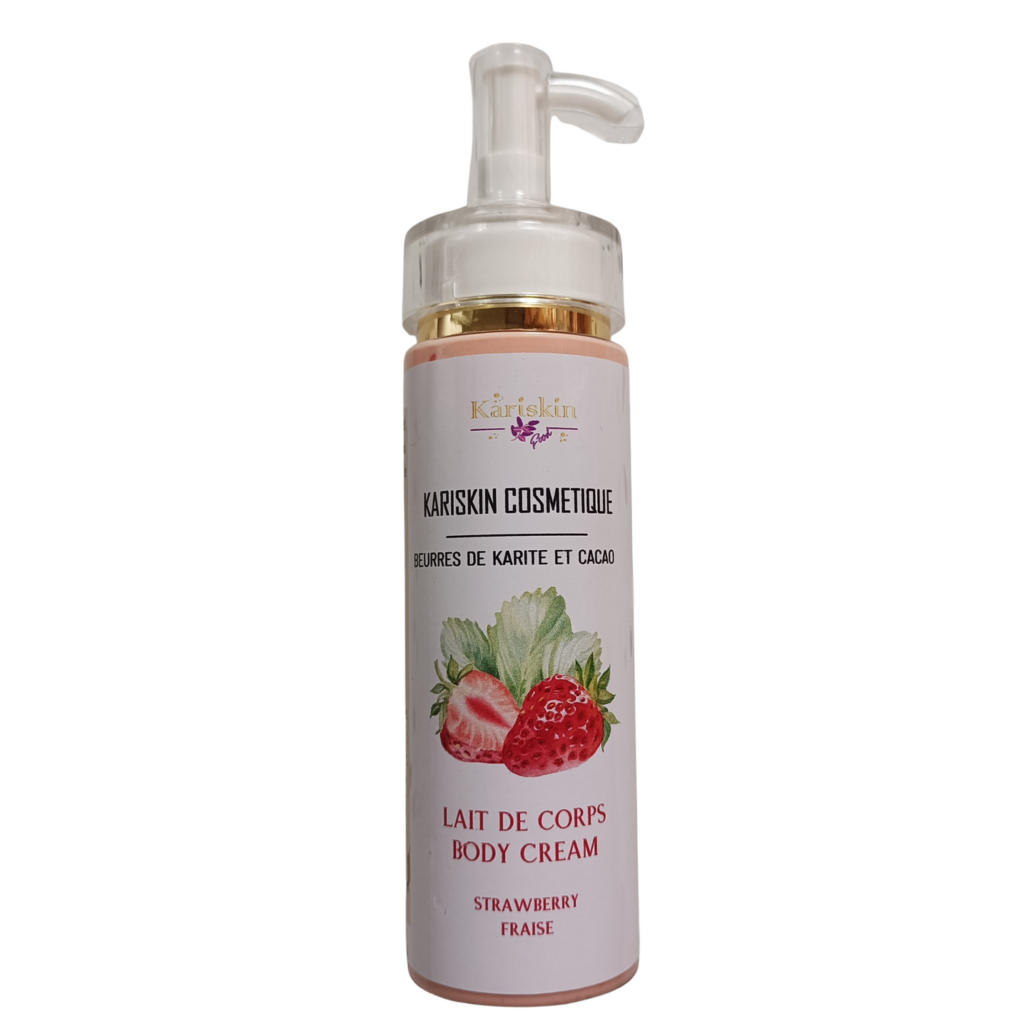 Lait de Corps au Karité Fraise 200 ML | Beurre de Cacao, Baobab & Coco | Hydratation Intense | Kariskin