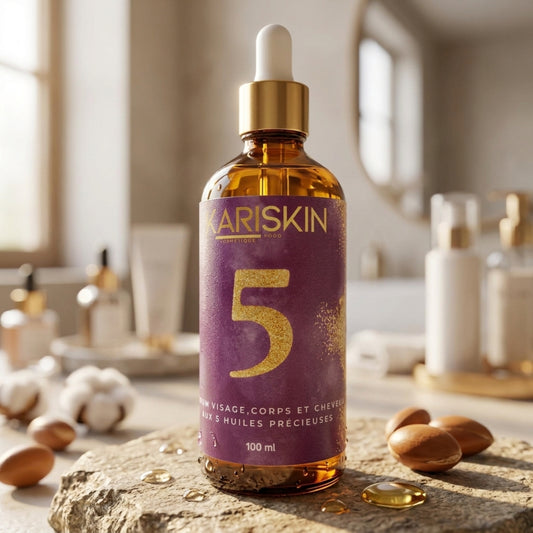 FIVE | Huile de Soin Visage Corps & Cheveux | 5 Huiles Précieuses | 100ML | Kariskin