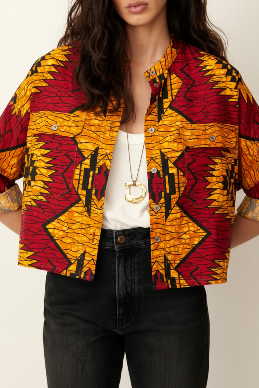 Veste wax rouge or